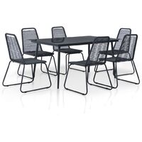7 Piece Outdoor Dining Set Poly Rattan Black