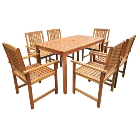 7 Piece Outdoor Dining Set Solid Acacia Wood
