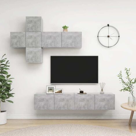 7 Piece TV Cabinet Set Concrete Grey Engineered Wood vidaXL