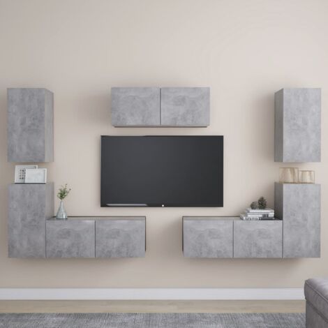 7 Piece TV Cabinet Set Concrete Grey Engineered Wood vidaXL