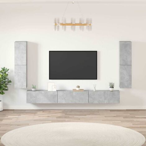 7 Piece TV Cabinet Set Concrete Grey Engineered Wood vidaXL