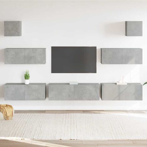 7 Piece TV Cabinet Set Concrete Grey Engineered Wood vidaXL