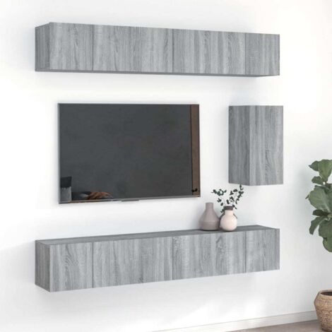 7 Piece TV Cabinet Set Grey Sonoma Engineered Wood vidaXL
