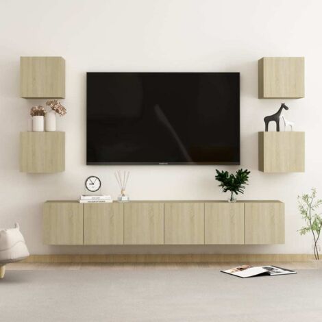 7 Piece TV Cabinet Set Sonoma Oak Engineered Wood vidaXL