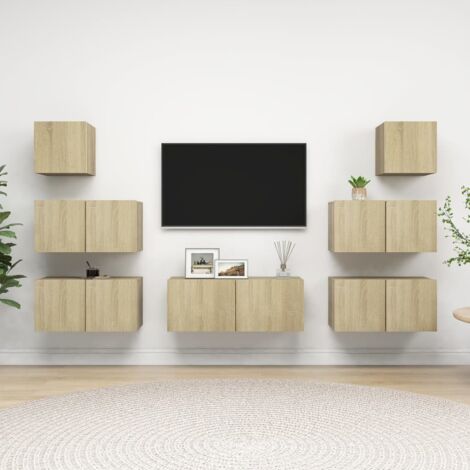 7 Piece TV Cabinet Set Sonoma Oak Engineered Wood vidaXL