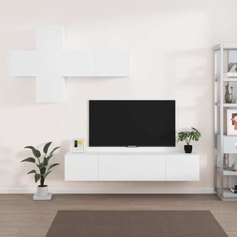 7 Piece TV Cabinet Set White Engineered Wood vidaXL