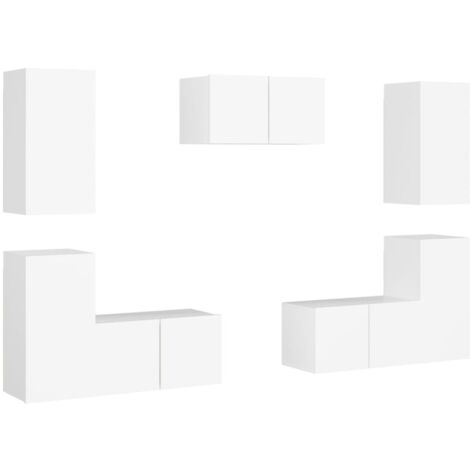 7 Piece TV Cabinet Set White Engineered Wood vidaXL