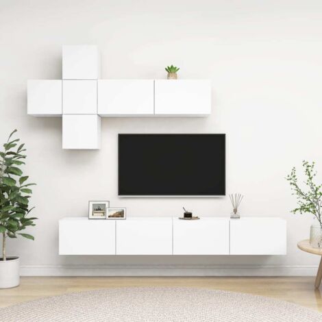 7 Piece TV Cabinet Set White Engineered Wood vidaXL
