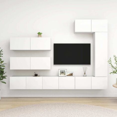 7 Piece TV Cabinet Set White Engineered Wood vidaXL