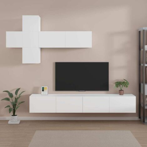 7 Piece TV Cabinet Set White Engineered Wood vidaXL
