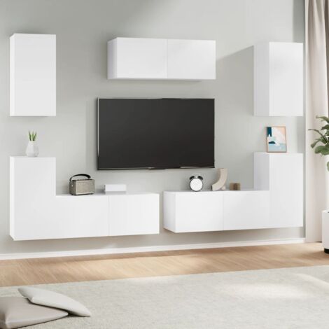 7 Piece TV Cabinet Set White Engineered Wood vidaXL
