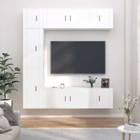 7 Piece TV Cabinet Set White Engineered Wood vidaXL