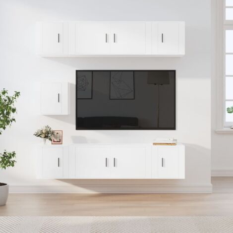7 Piece TV Cabinet Set White Engineered Wood vidaXL