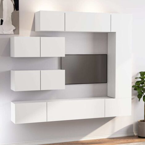 7 Piece TV Cabinet Set White Engineered Wood vidaXL