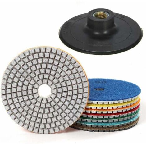 7 Pièces 4 Pouces Polissage Pad Diamant Tampons De Polissage Disque avec Support Pad pour Granit en Béton en Céramique