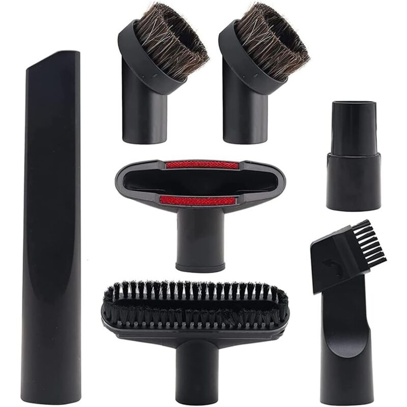 7 Pièces Accessoires pour Aspirateur 32/35 mm Embout Aspirateur Universel Brosse Aspirateur Accessoires Embout suceur Plat avec Adaptateur de Tuyau