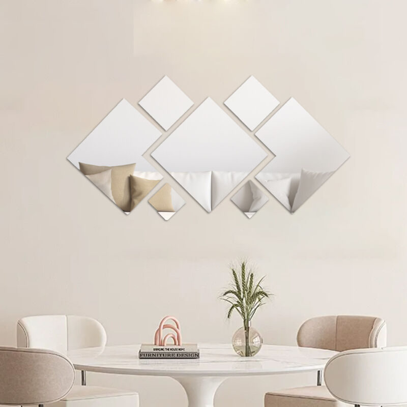 7 Pièces Argent Miroir Adhesif Mural Autocollant, Miroirs Muraux, Mirroir Murales Chambre, Miroir Porte, Miroir Decoration Murale, pour Salon Chambre