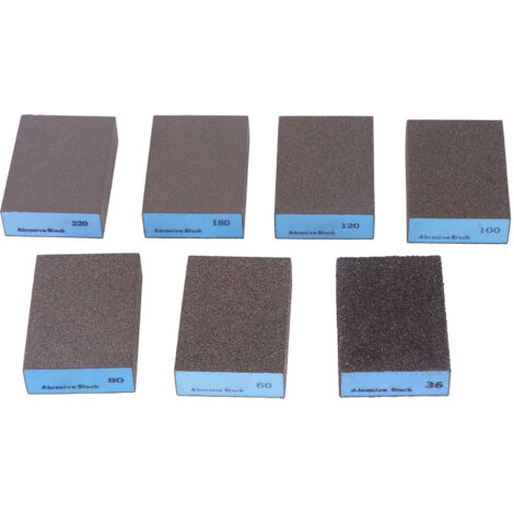 7 Pièces Blocs de Ponçage Éponges Abrasives 36 60 80 100 120 180 220 Grains pour Bois Métal Peinture