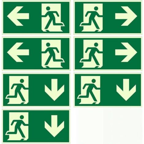 7 Pièces Blocs de Secours avec Film Réfléchissant, Panneaux de Signalisation Auto-Adhésifs pour Issues de Secours et Sécurité Industrielle, Surface Adhésive Facile à Poser