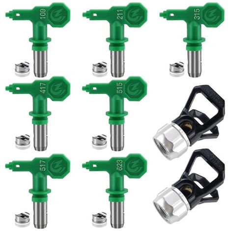 7 pièces Buses Réversibles pour Pistolet à Peinture Airless avec 2 Protège-Buses - Compatibles