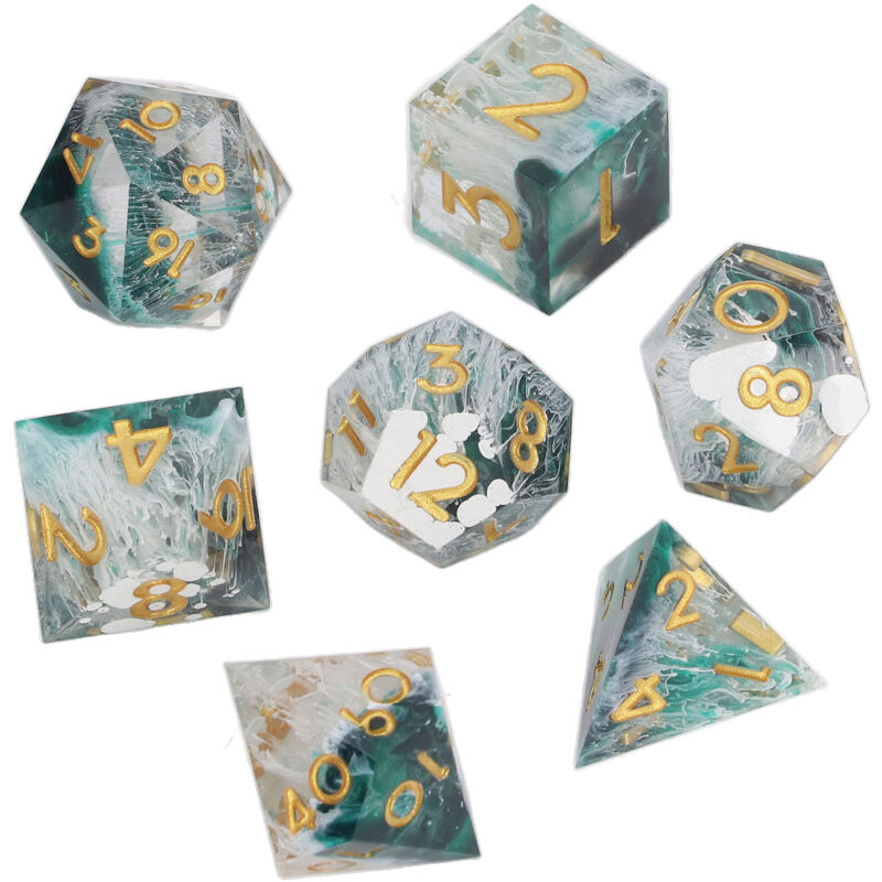 7 Pièces Dés Multifaces Transparents en Résine pour Jeux de Société et Décoration d'Intérieur