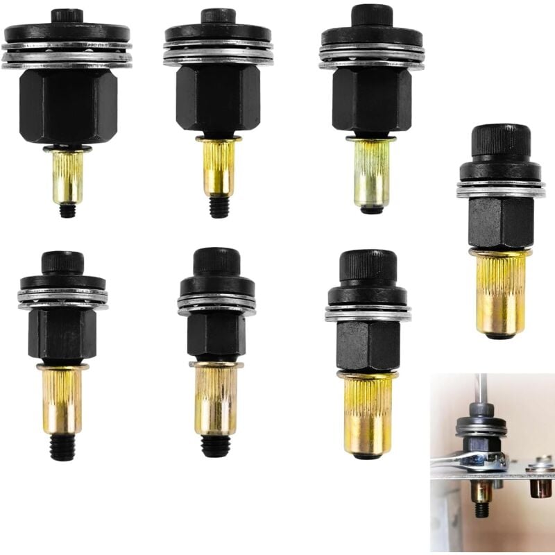 7 Pièces Écrous à tête de Rivet à Main, Convient au Kit de Tête de Rivet à Main M3 M4 M5 M6 M8 M10 M12, Acier Riveteuse Pneumatique Ecrou a Sertir,