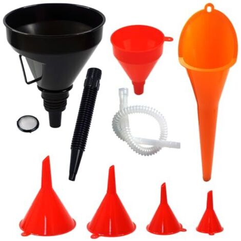 7 Pièces Entonnoir Carburant, Huile Moteur, Essence, avec Tuyau et Bec Amovibles, pour Voiture, Moto Maison -