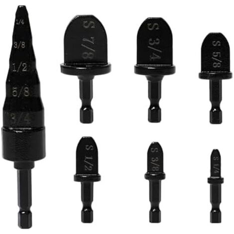 7 Pièces Extenseur de Tubes en Cuivre Outil Sertissage Jeu Forets 5 1 Fraises D'Évasement Tuyau pour Outils Réparation Climatisation -