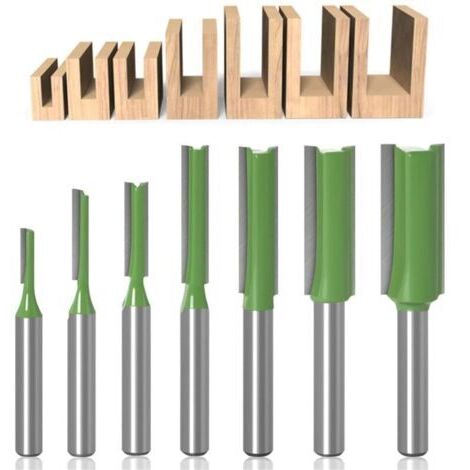 7 Pièces Fraise Droite Defonceuse, 6 mm Queue Fraise Defonceuse, Mèches Carbide Router Bits, pour Bois Carbure de TungstèNe Outil de Travail Du Bois, Routeur Droite à Simple Duble Flûte à Bois