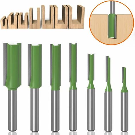 7 Pièces Fraise Droite Defonceuse, Mèches De Routeur à Queue De 6 Mm Fraise De Fraisage avec Tranchants en Carbure Fraise, pour le Travail du Bois (Vert)