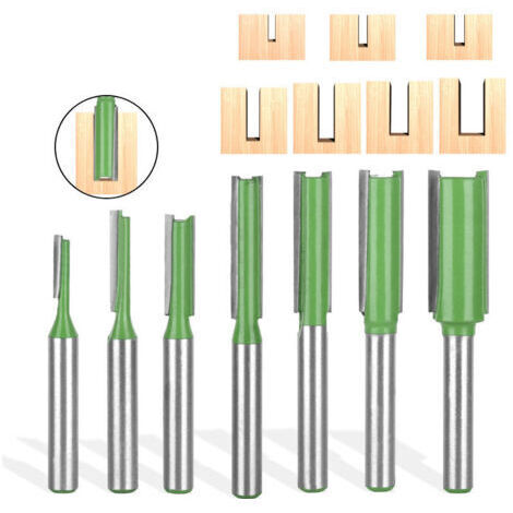 7 Pièces Fraise Droite Defonceuse, Routeur Droite à Simple Duble Flûte à Bois, fraise defonceuse 6mm, pour Bois Carbure de TungstèNe Outil de Travail Du Bois