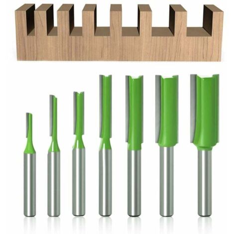 7 Pièces Fraise Droite Queue 6mm Carbure Tungstène Pour Bois Défonceuse Simple Double Flûte