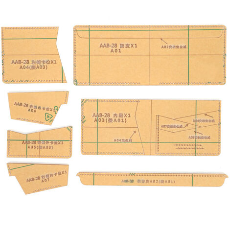 7 Pièces Gabarit Portefeuille Acrylique Court Transparent DIY Artisanat Cuir Manuel