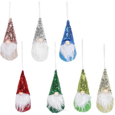 7 Pièces Ornements Nains Suspendus Porte-Bonheur Écologiques Mignons Décoration Arbre de Noël Maison Mur