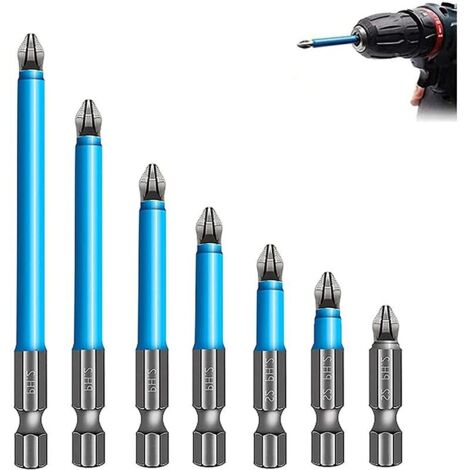 7 Pieces Set Non-Slip Magnetic Phillips Screwdriver Bit Set Magnetic Ph2 Flat Head Screwdriver Bit