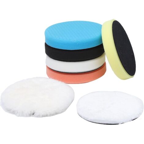 7 Pièces Tampon de Polissage Pad 150MM, Kit Polish Voiture, Éponge de Polissage pour Voiture Kit Éponge À Polir, Kit Polissage Voiture Tampon Pad, Set De Polissage pour Voiture
