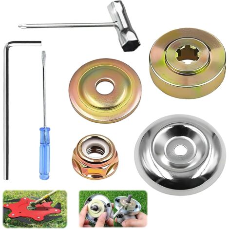7 Pièces Universelle Kit Fixation écrou Lame Boîte,Morceaux Kit Ecrou Tete Debroussailleuse Convient à une Variété de Tondeuses à Gazon, Débroussailleuses (7PCS)