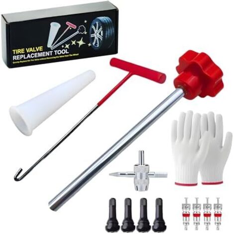 7 Pièces Valve Pneu Voiture Remover, Demonte Obus, Comprenant Un Extracteur de Valve, Outil à Crochet, pour Les Voitures, Camions, Vélos, Motos -