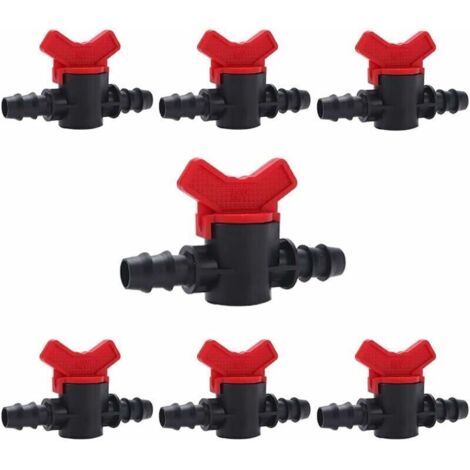 7 Pièces Vanne Commutation d'Irrigation, Irrigation Pipe Valve Switch, Robinet Jardin en Plastique PE, Robinet Barbelé Double Male, pour L'irrigation des Pelouses de Jardin, pour 16mm Tuyau,