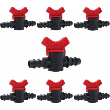 7 Pièces Vanne Commutation d'Irrigation, Irrigation Pipe Valve Switch, Robinet Jardin en Plastique PE, Robinet Barbelé Double Mâle, pour L'irrigation des Pelouses de Jardin, pour 16mm Tuyau