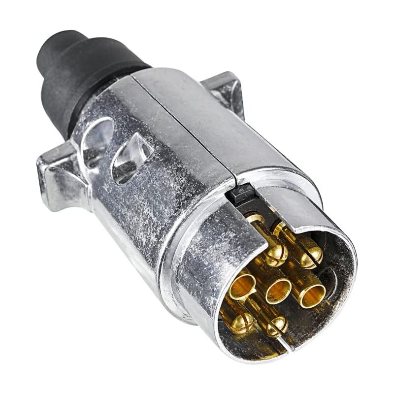 7 Pin Metal Trailer Socket, 12V Waterproof 7 Pin Metal Trailer Socket for Caravan Motorhome Car Boat (Aluminum Alloy)