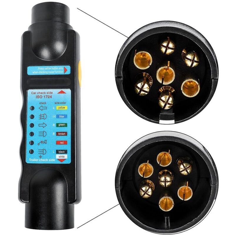 7-Pin Trailer Plug Tester - 12V 7-Pin Trailer Light Tester Trailer Wiring Circuit Diagnostic Test Tool