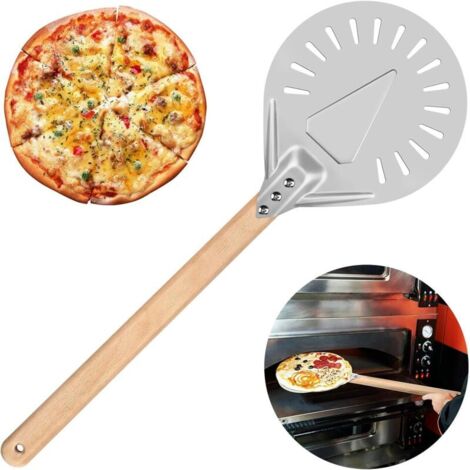 7" Pizza tournage pelle Pizza pagaie serveur de Pizza spatule à gâteau avec poignée en bois pour Pizza Pierre Grill au four tartes à pain biscuits outil de cuisson à gâteau fournitures de cuisine
