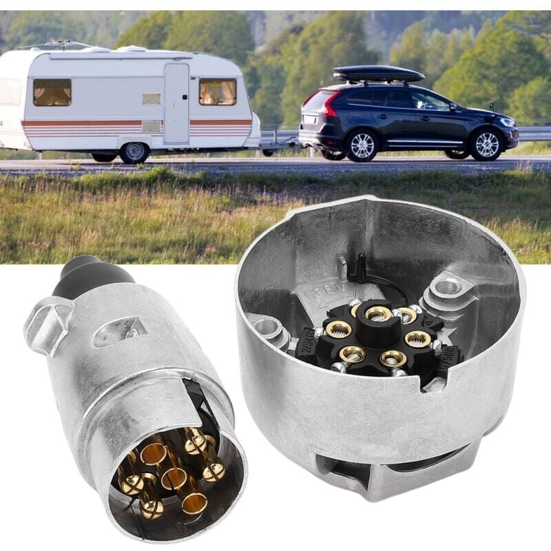 Image of 7-poliger Anhängerstecker, 7-polig, 12 v, für Autoanhänger, Anhängerkupplung – Metallgehäuse