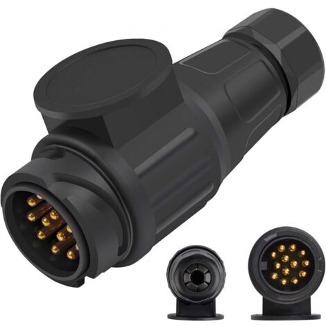 7-poliger auf 13-poliger Anhängerstecker-Adapter, 12V 7-poliger auf 13-poliger Anhängerstecker, wasserdichter Kunststoff-Anhängerstecker