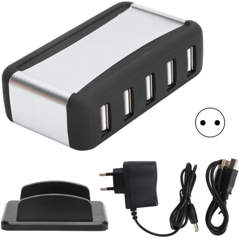 7-Port High-Speed-USB-Hub mit 100-240V-Netzteil für PCs und Laptops (EU-Stecker)