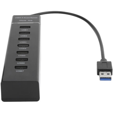 7-Port-Highspeed-USB-3.0-Hub (5 Gbit/s), 5V/3A-Netzteil, LED-Anzeige, kompatibel mit PC und Mac