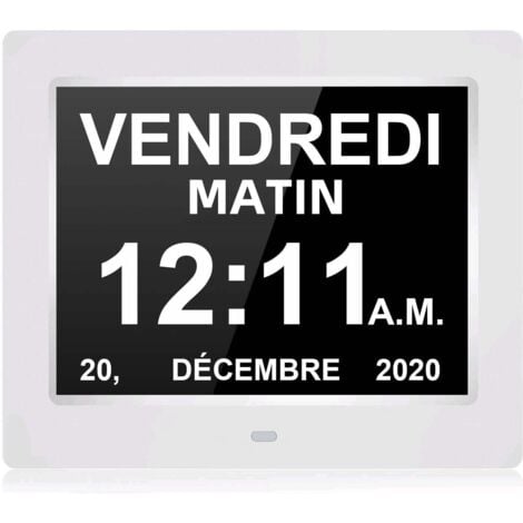 7" Pouce LCD Horloge Numérique Calendrier N11 avec Date Jour Et Heure Horloge Non-Abrégée Auto Dimming 8 Langues HD Display Rappel pour Alzheimer Les Personnes âgées et Les Enfants