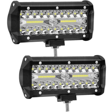 7 Pouces 120W Projecteur Phare de Travail Led WANYI Lampe de Travail 12V/24V pour Vehicule 6000K 12000LM Spot Flood COMBO Feux Antibrouillard LED (2 Pièces)