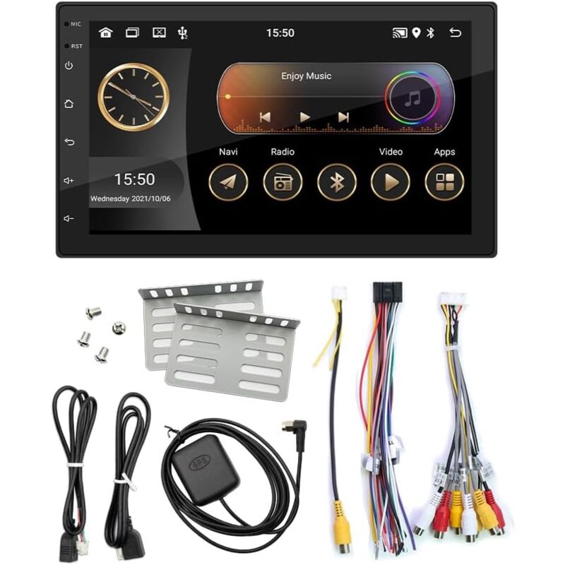 7 Pouces 2 + 32G Voiture Écran Tactile Radio IPS Android Auto Carplay Universel Stéréo Lecteur Multimédia sans, Bluetooth, GPS